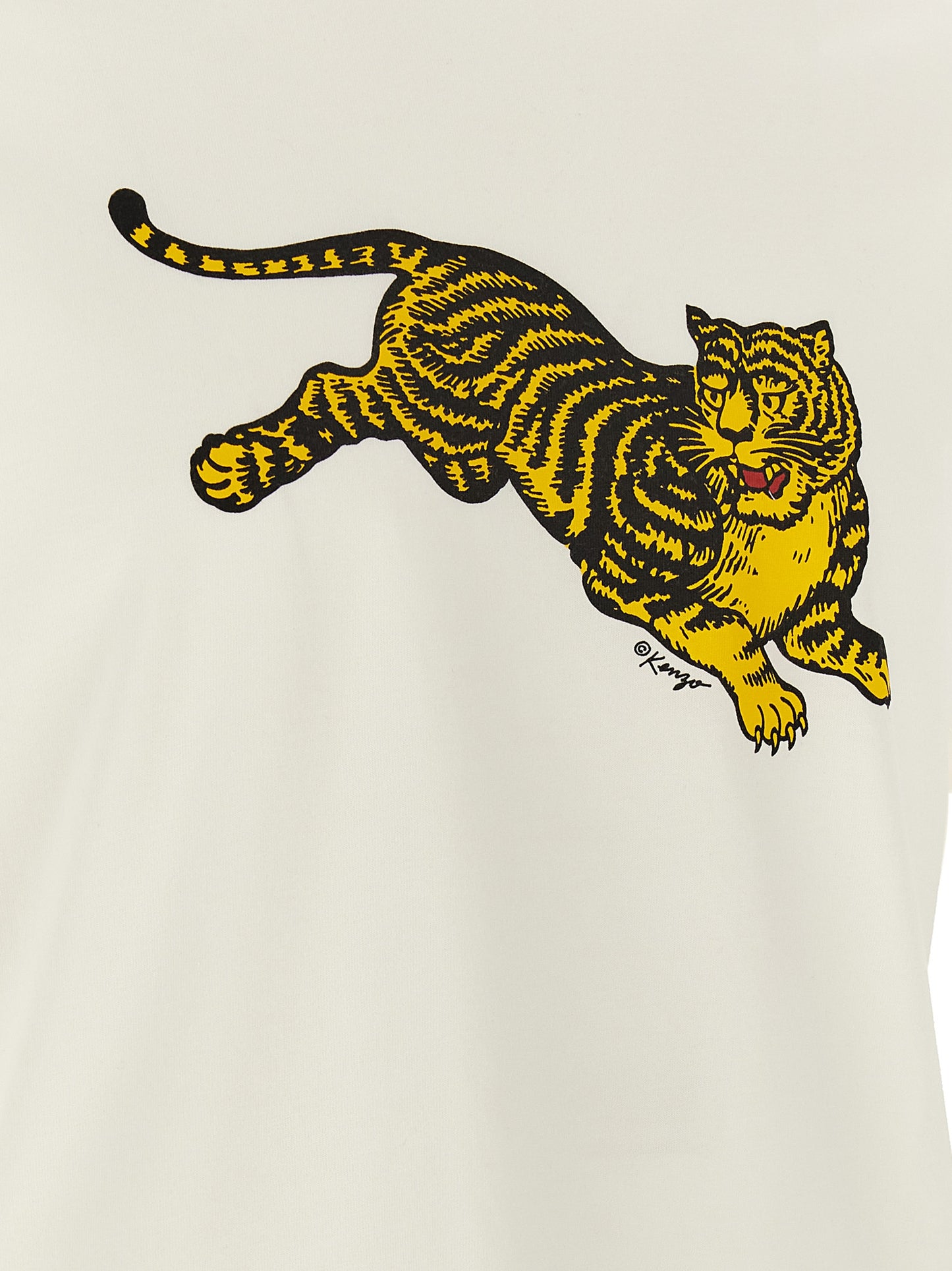 Camiseta Kenzo De Algodón Blanca Con Estampa De Tigre