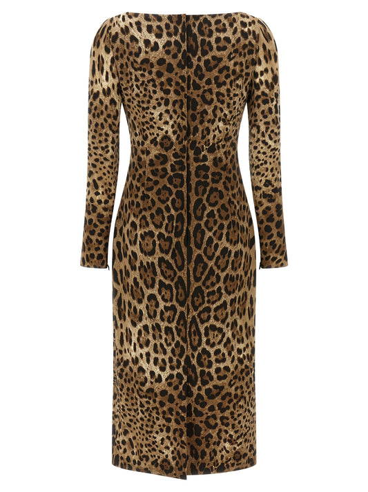 Vestido midi marrón de viscosa de Dolce & Gabbana