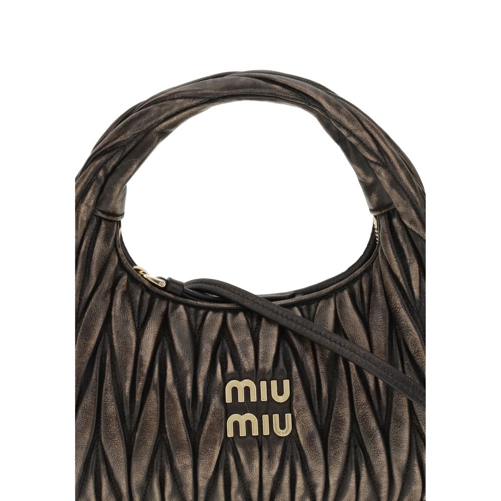 Bolso de hombro Miu Miu de piel de cordero marrón (Ovis Aries Aries)