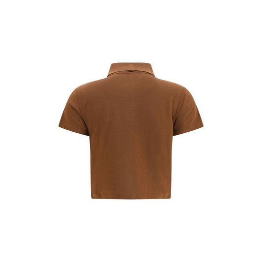 Polo de algodón marrón Saint Laurent