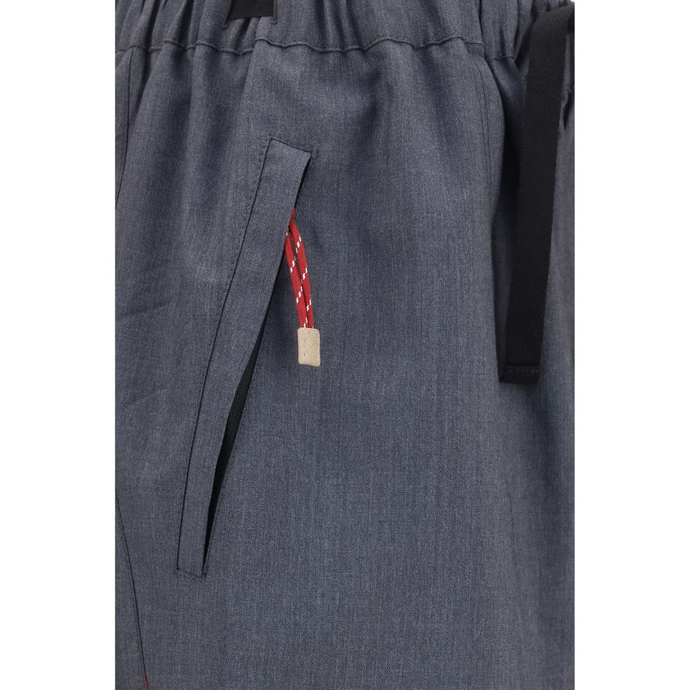 Pantalones Casuales Prada Tejido De Lana Merina Gris Ovis Aries
