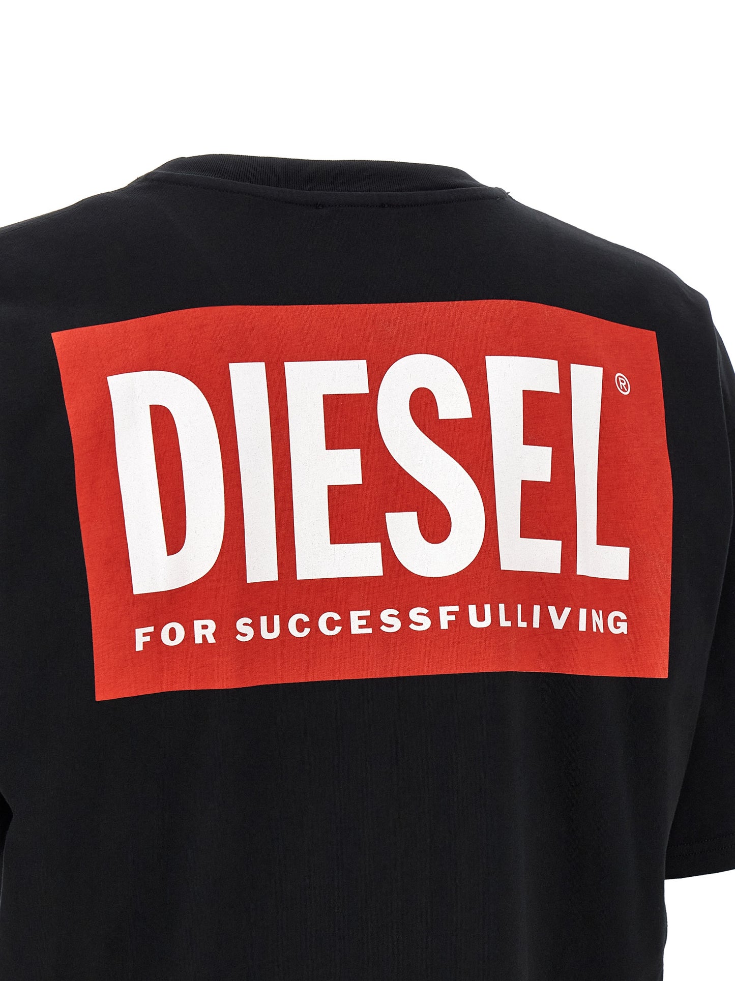 Camiseta de algodón negra Diesel