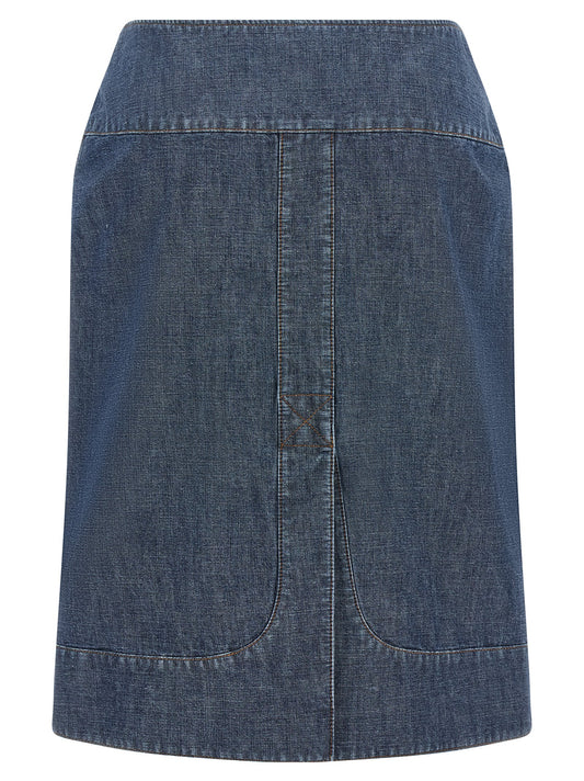 Falda midi de algodón azul Fendi