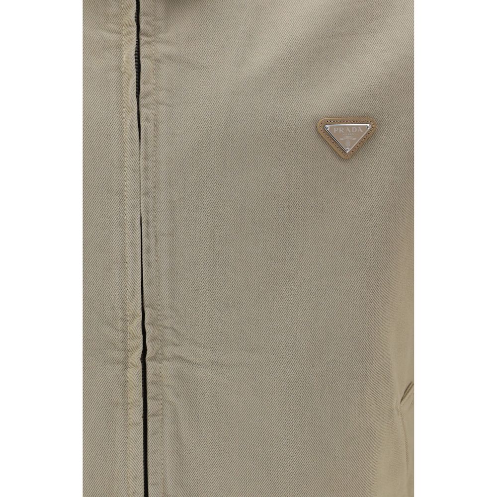 Chaqueta de mezclilla de algodón beige Prada