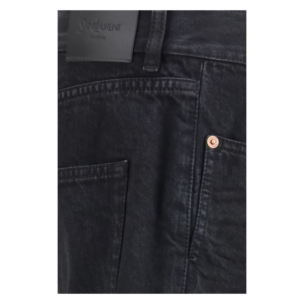 Saint Laurent Pantalones Vaqueros Slim Fit De Algodón Negro