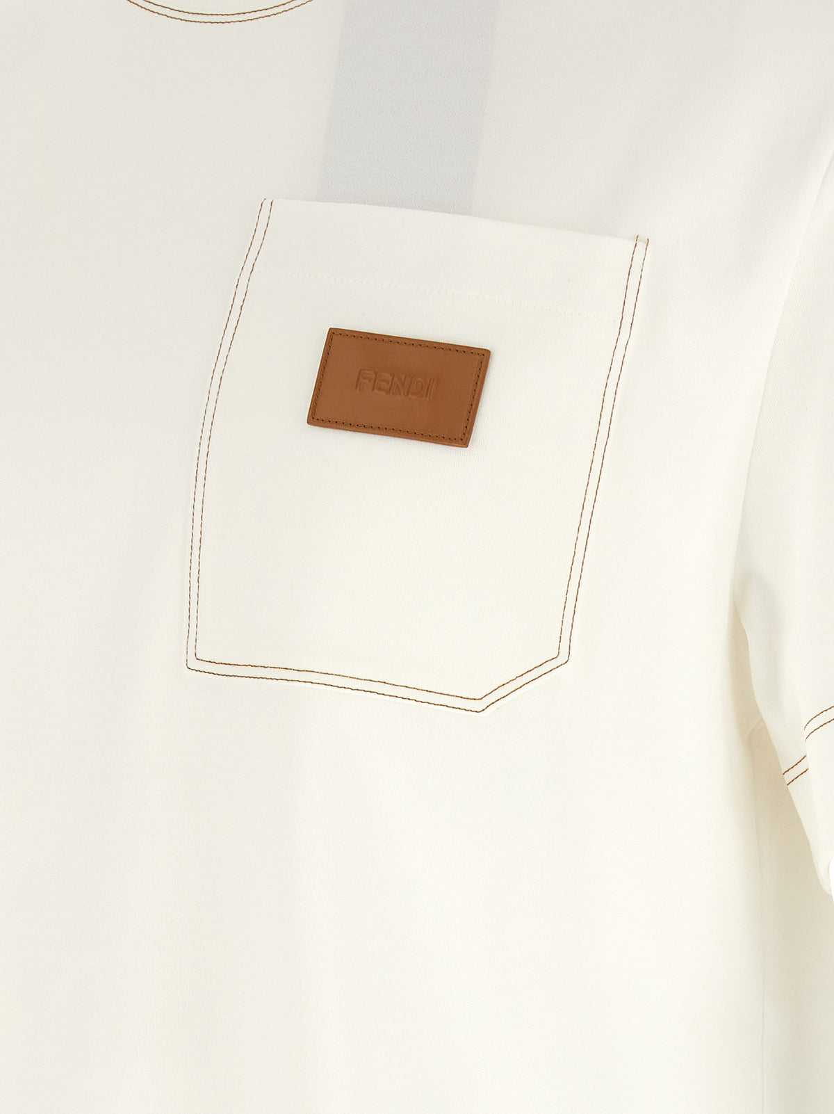 Camiseta De Algodón Blanco Fendi Diseño Contemporáneo