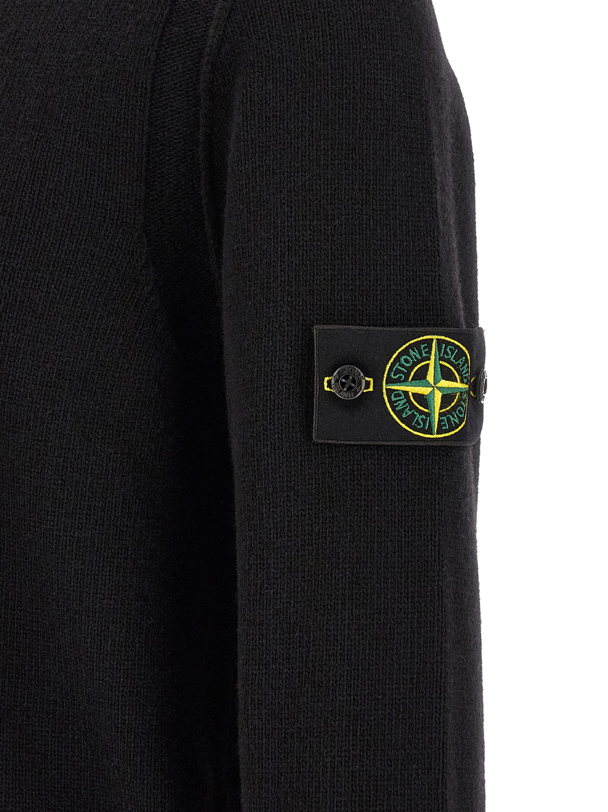 Cárdigan Stone Island de Lana Virgen Negro Suave y Cómodo