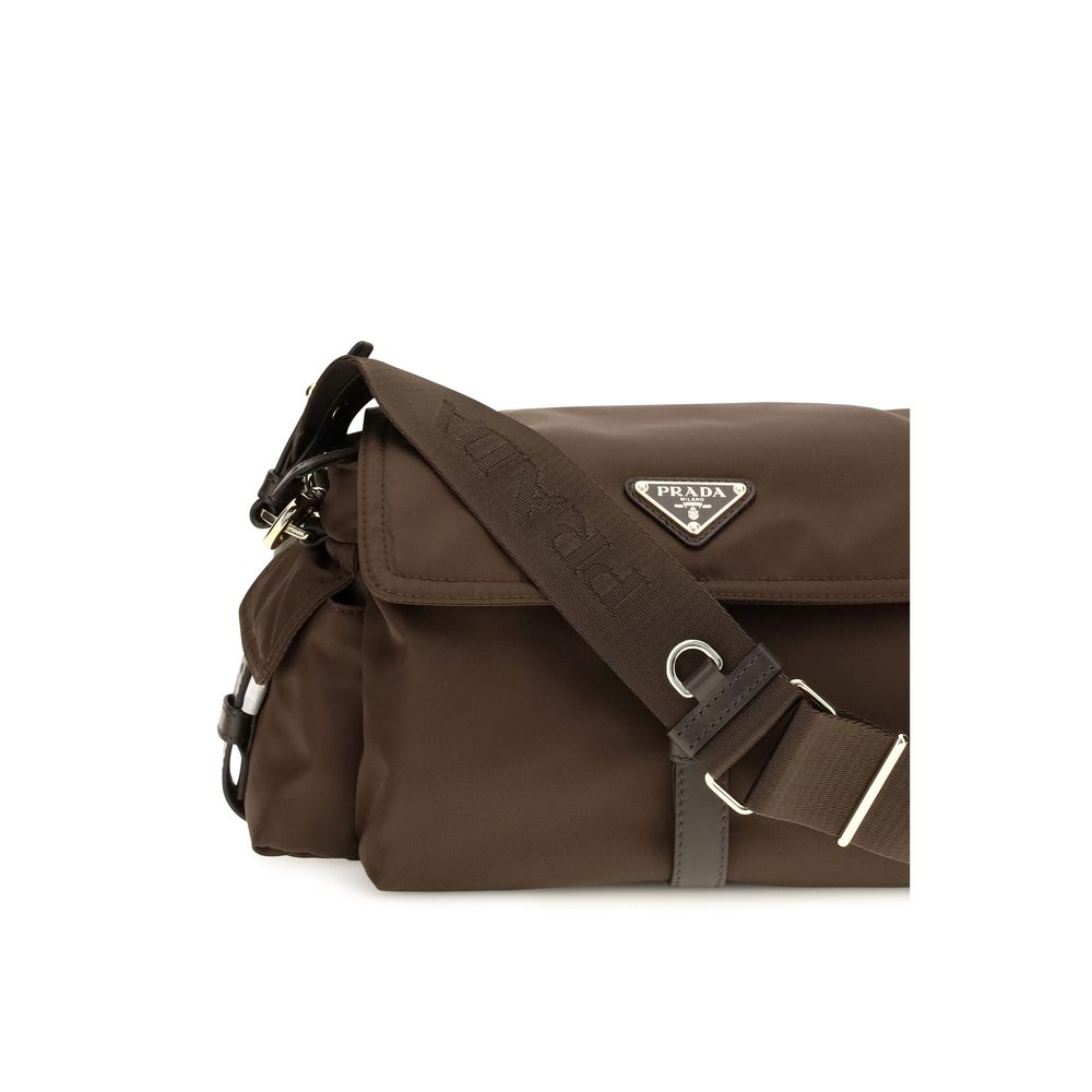 Bolso de hombro Prada de poliamida reciclada marrón