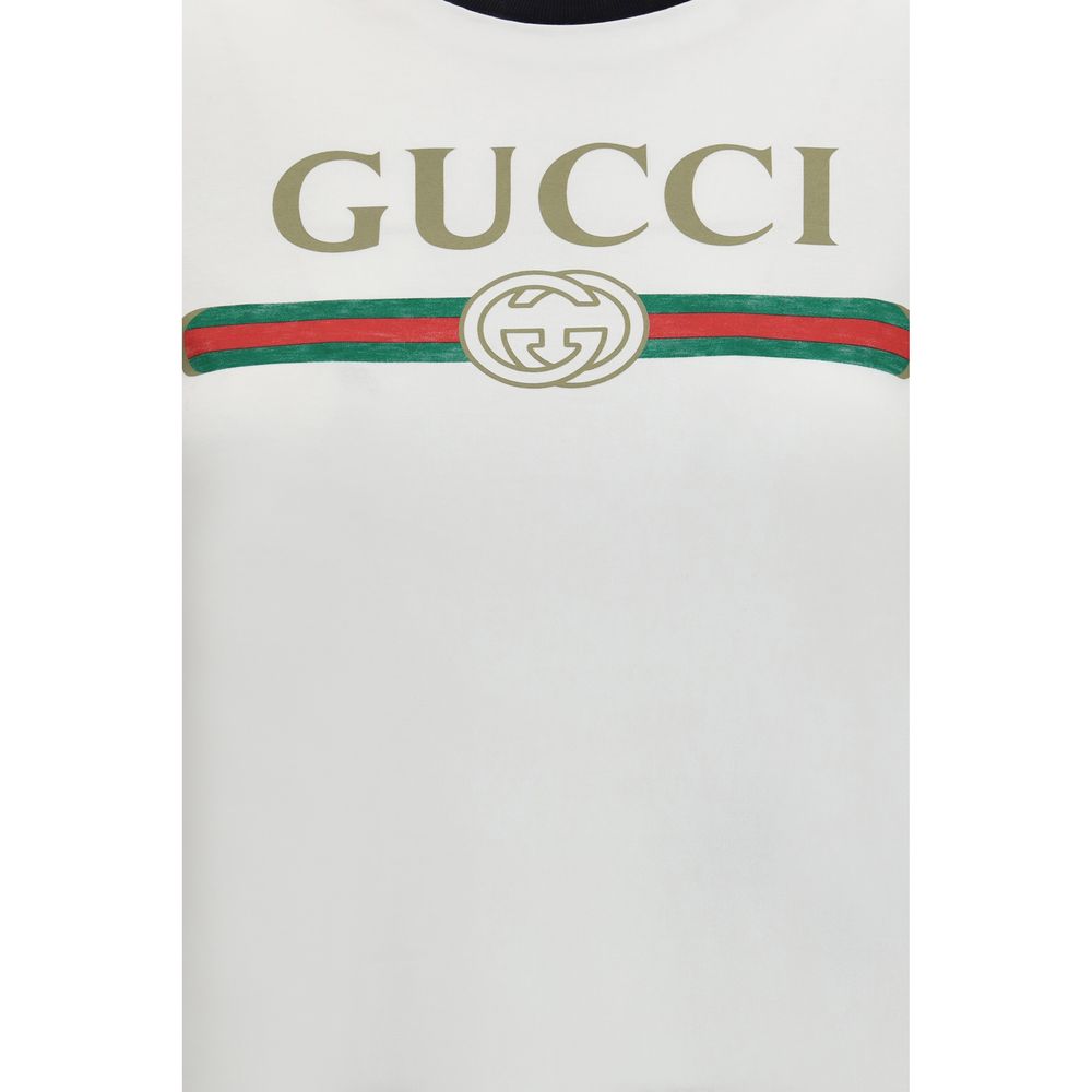 Camiseta Blanca De Algodón Gucci Con Ajuste Regular