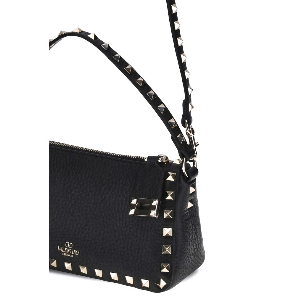 Bolso de hombro Valentino Garavani negro de piel de becerro Bos Taurus