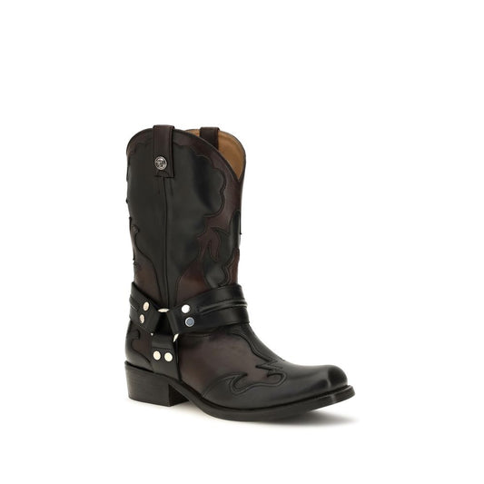 Botas De Tobillo En Cuero De Becerro Negro Versace Bos Taurus