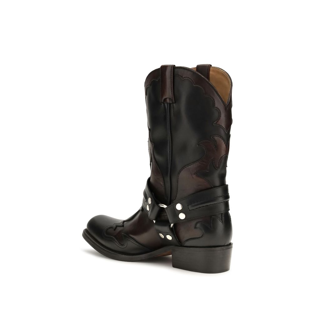 Botines Versace de piel de becerro negra Bos Taurus