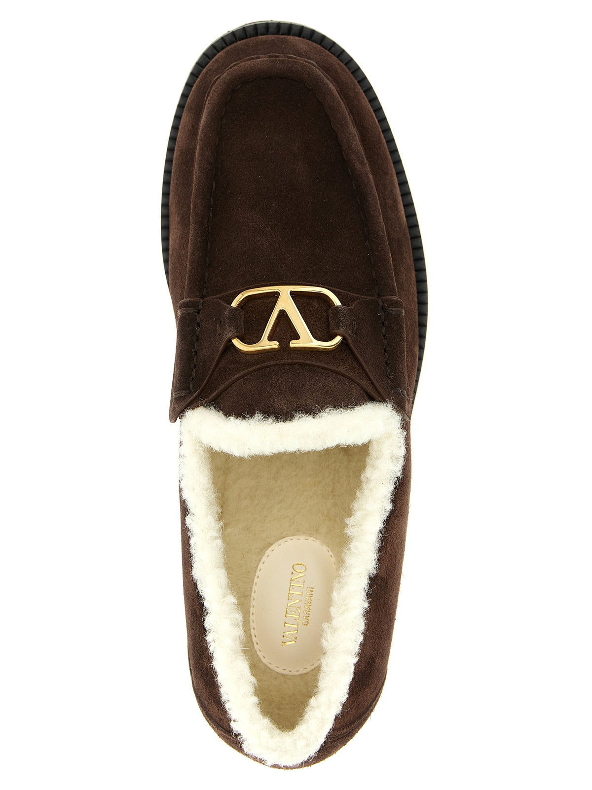 Brown Valentino Garavani Calfskin Slip-On Loafers
