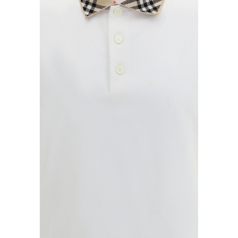 Camisa Polo De Algodón Blanco Burberry - Confección Ligera