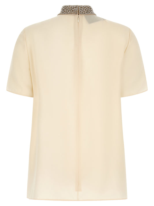White Silk Short Sleeve Valentino Garavani Top