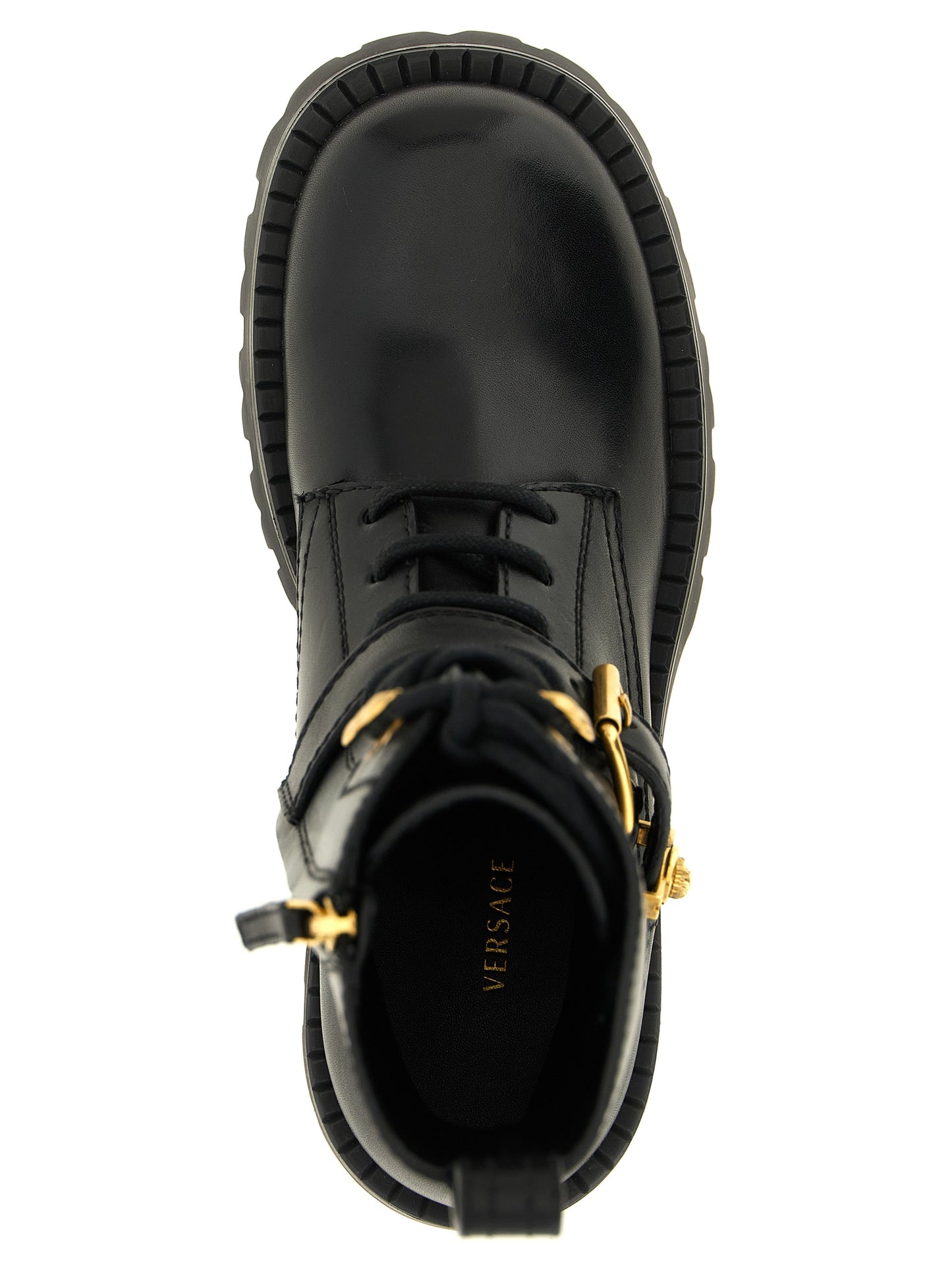 Botas Versace De Piel De Ternera Negra Con Cordones