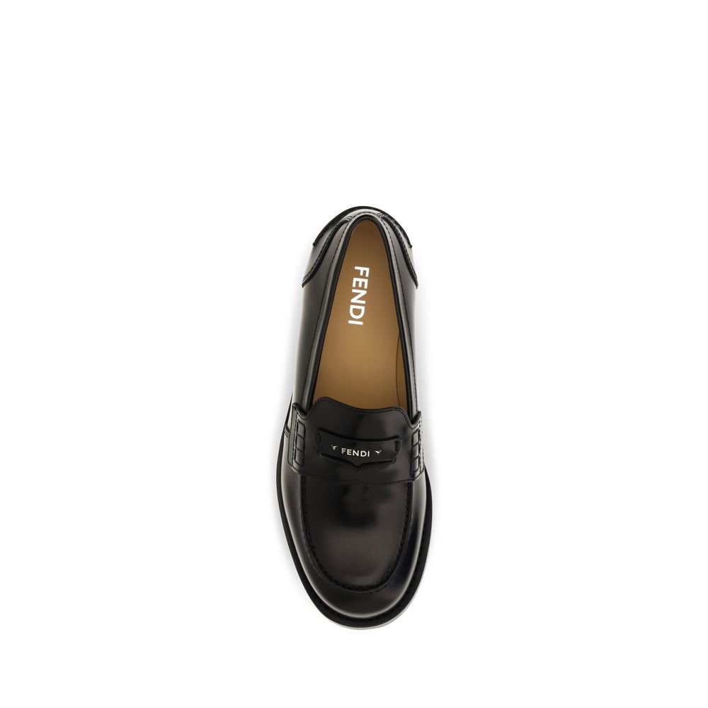 Fendi Mocasines Slip-On De Cuero De Ternera Negro Modelo Bos Taurus