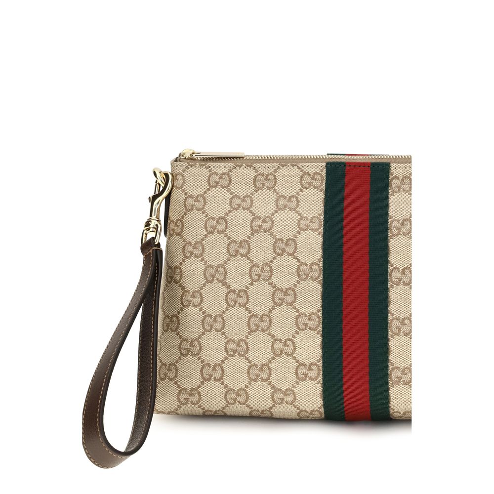 Sac À Main En Toile Beige Gucci À Bandes Toile GG