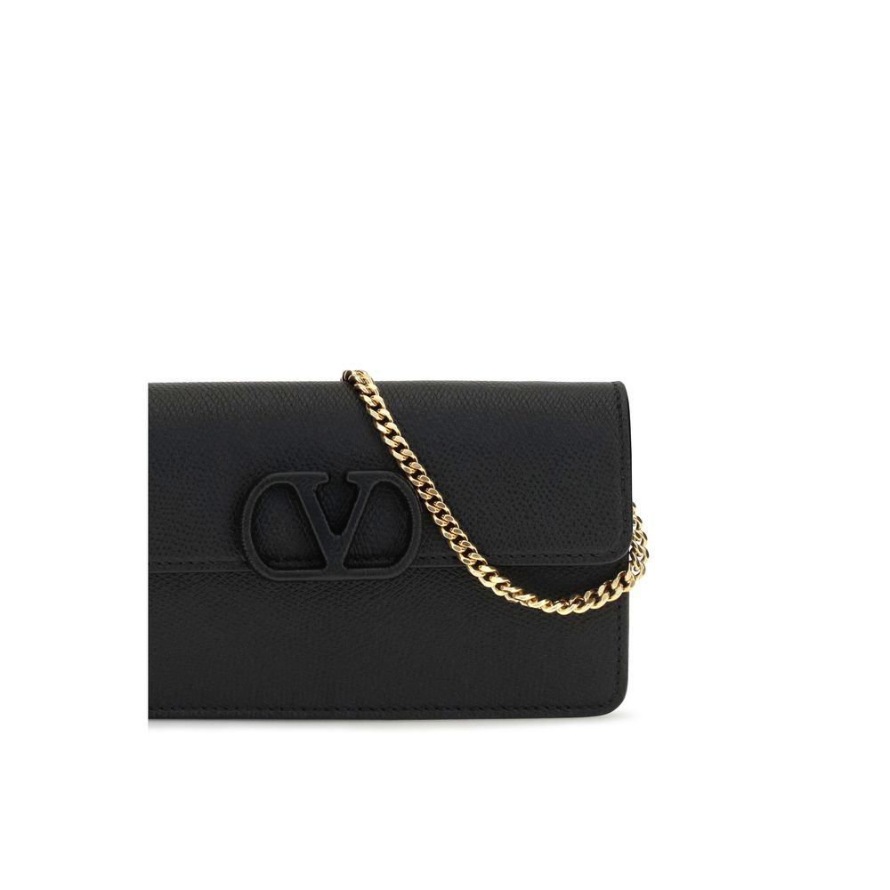 Valentino Garavani Black Calf Leather Wallet Bos Taurus
