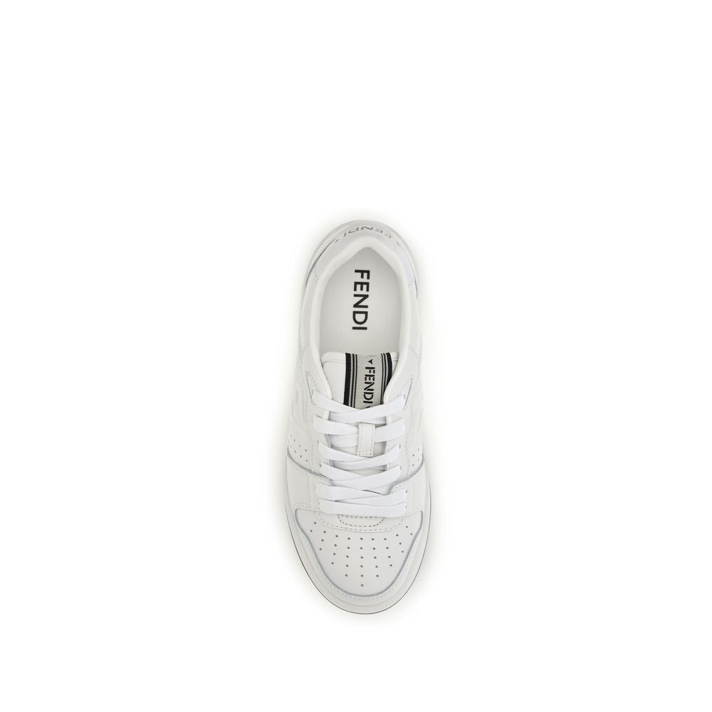 Fendi Baskets en Cuir de Veau Blanc Modèle Bos Taurus