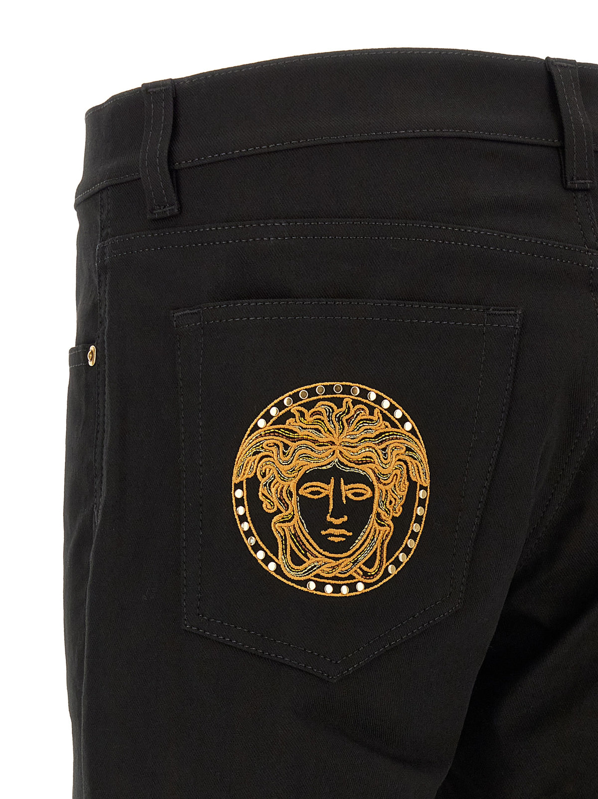 Black Versace Cotton Jeans - Structured Straight Cut