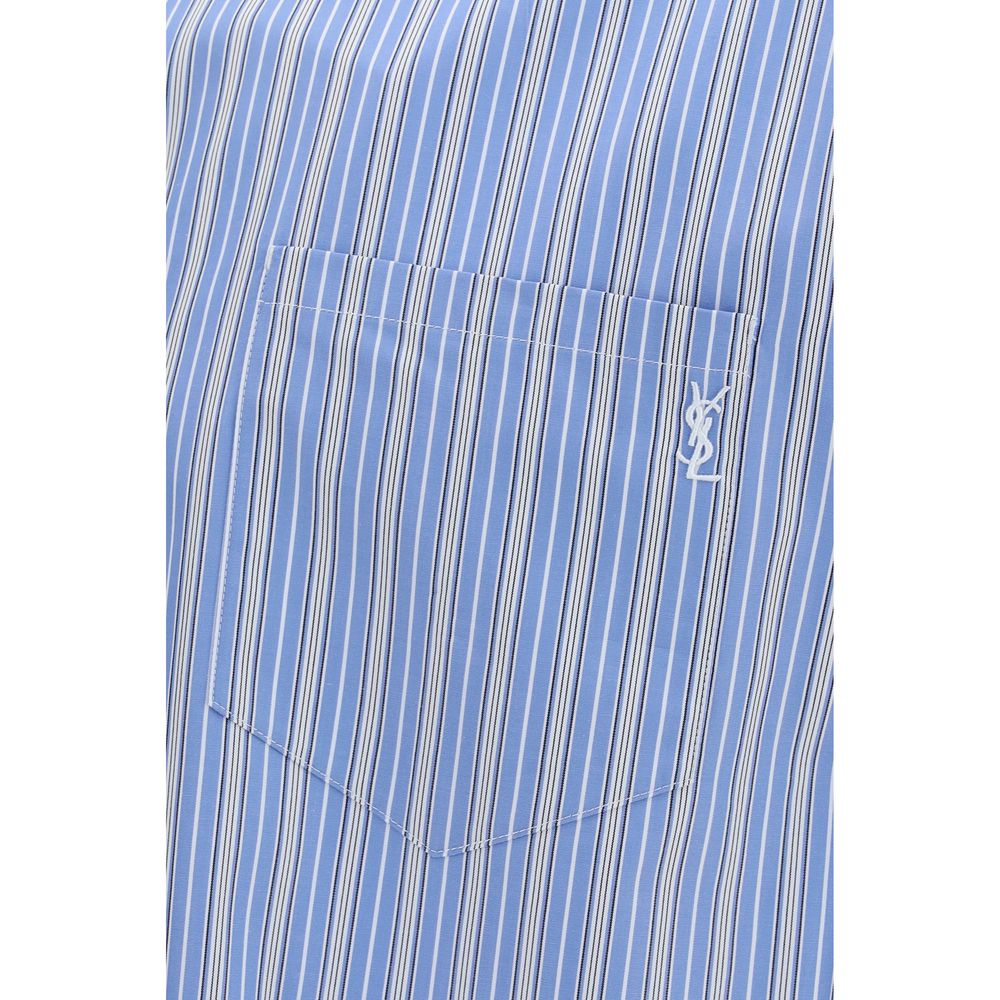 Saint Laurent Blue Cotton Cassandre Print Shirt