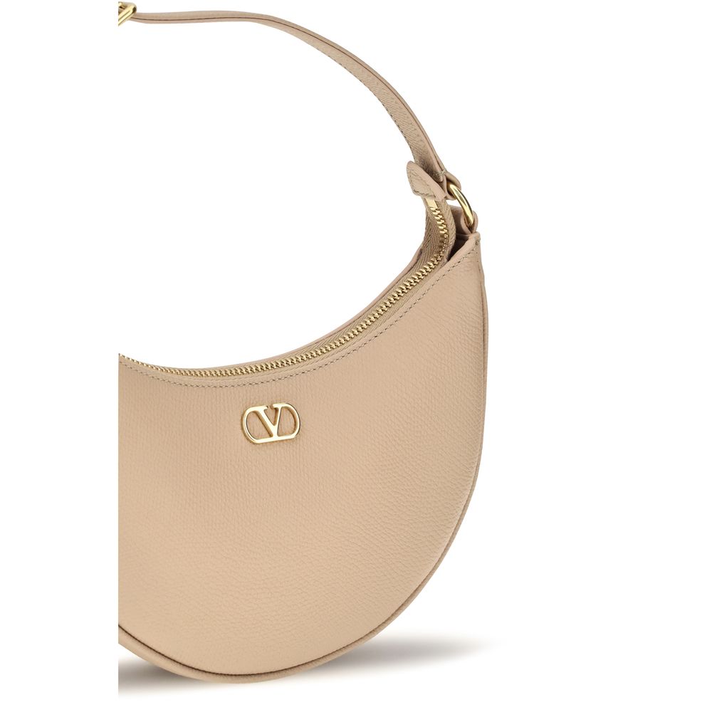 Valentino Garavani Bos Taurus Calf Leather Shoulder Bag Beige