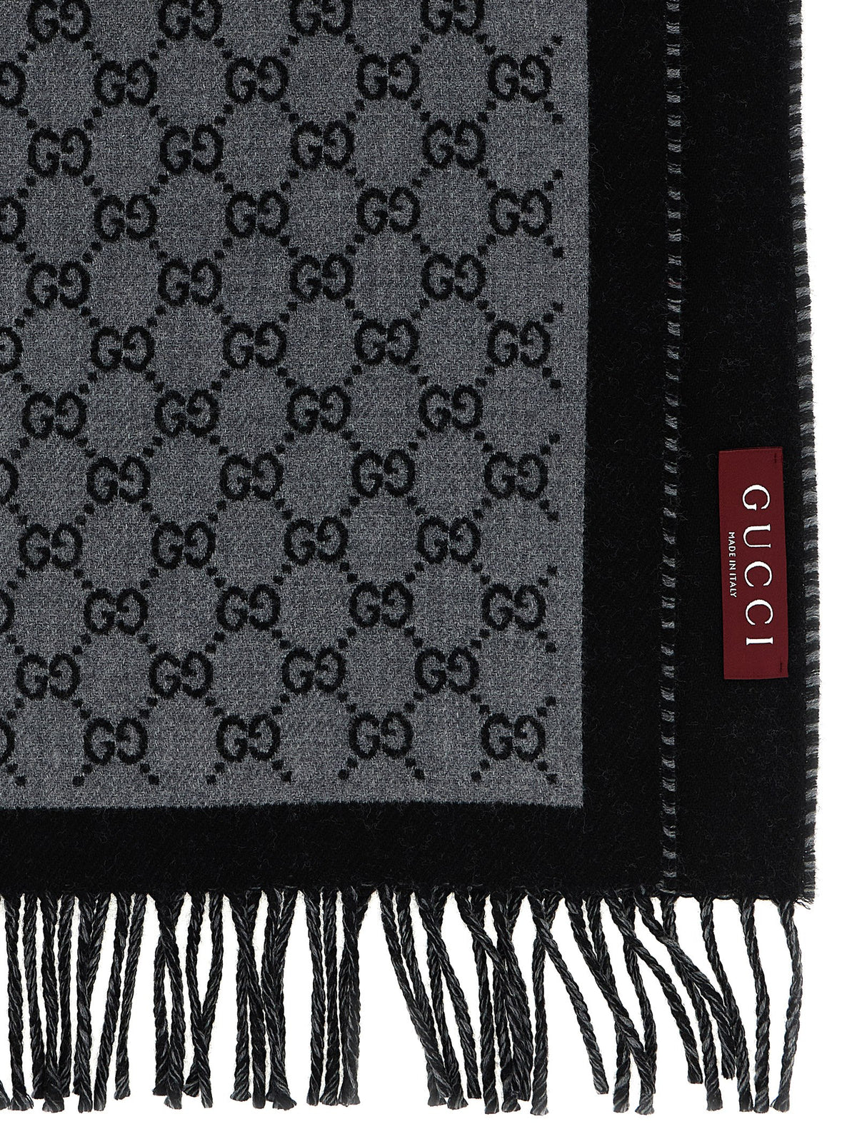 Bufanda Gucci De Lana Gris Con Diseño Jacquard Elegante