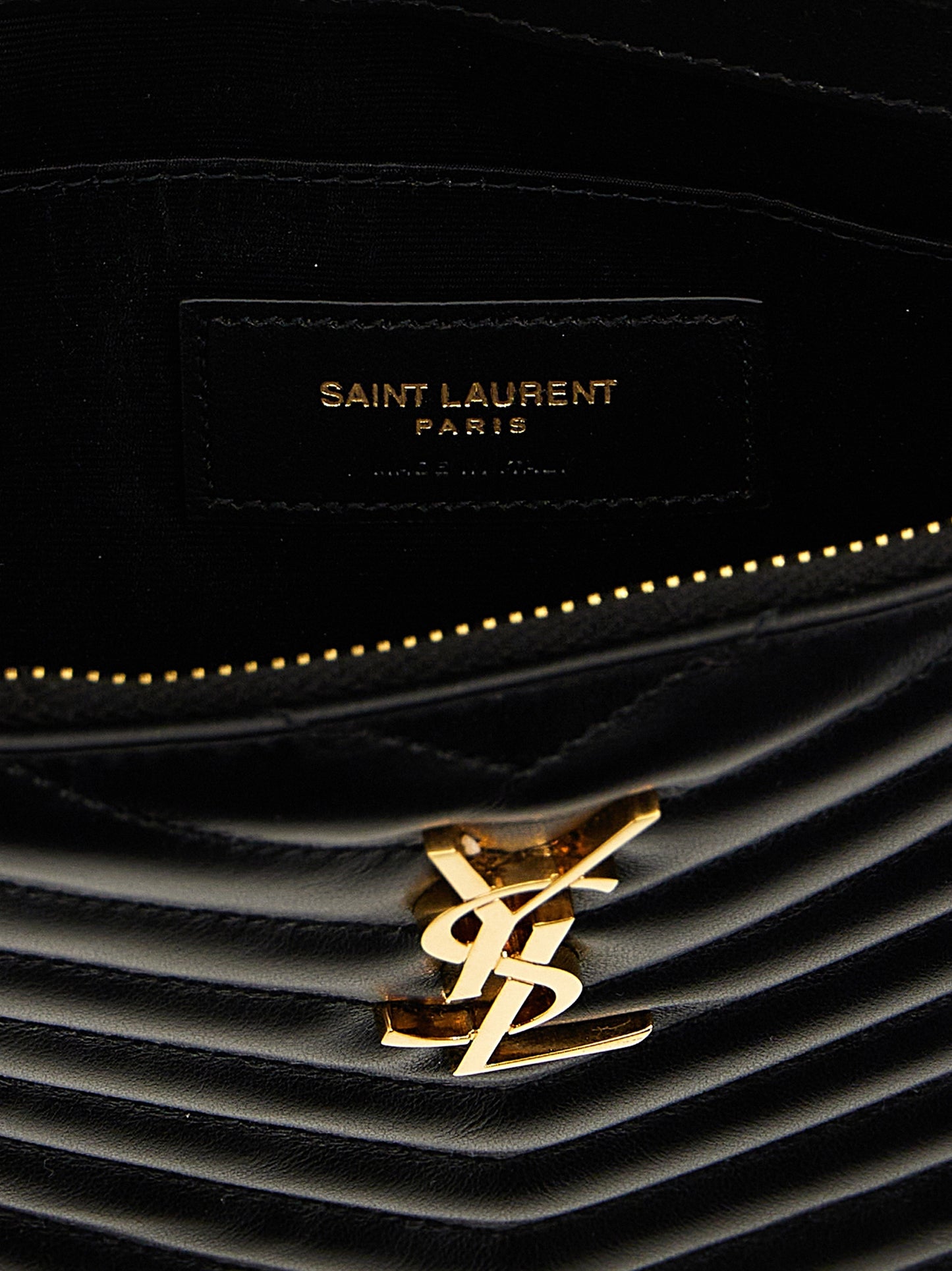 Cartera Clutch de Mano Negra Piel Ternera Saint Laurent