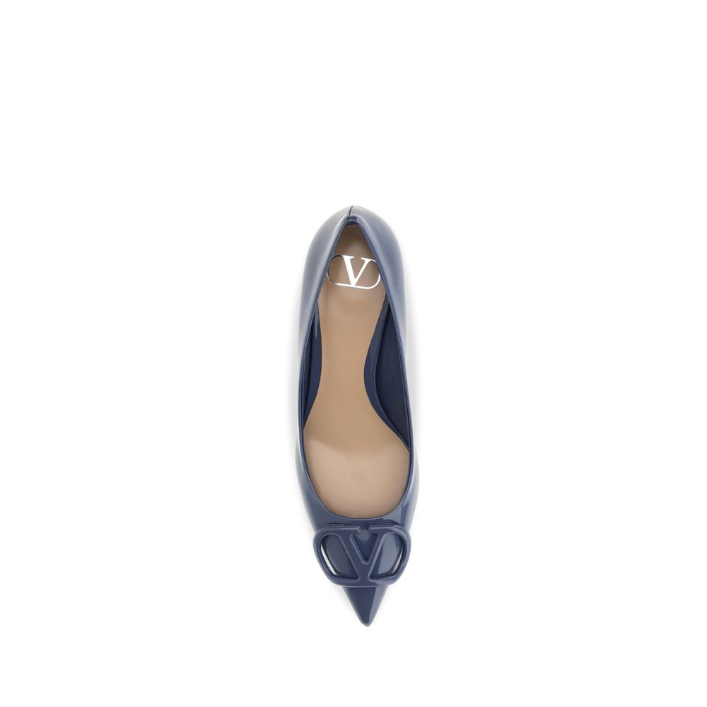Valentino Garavani Blue Bos Taurus Leather High Heel Pumps
