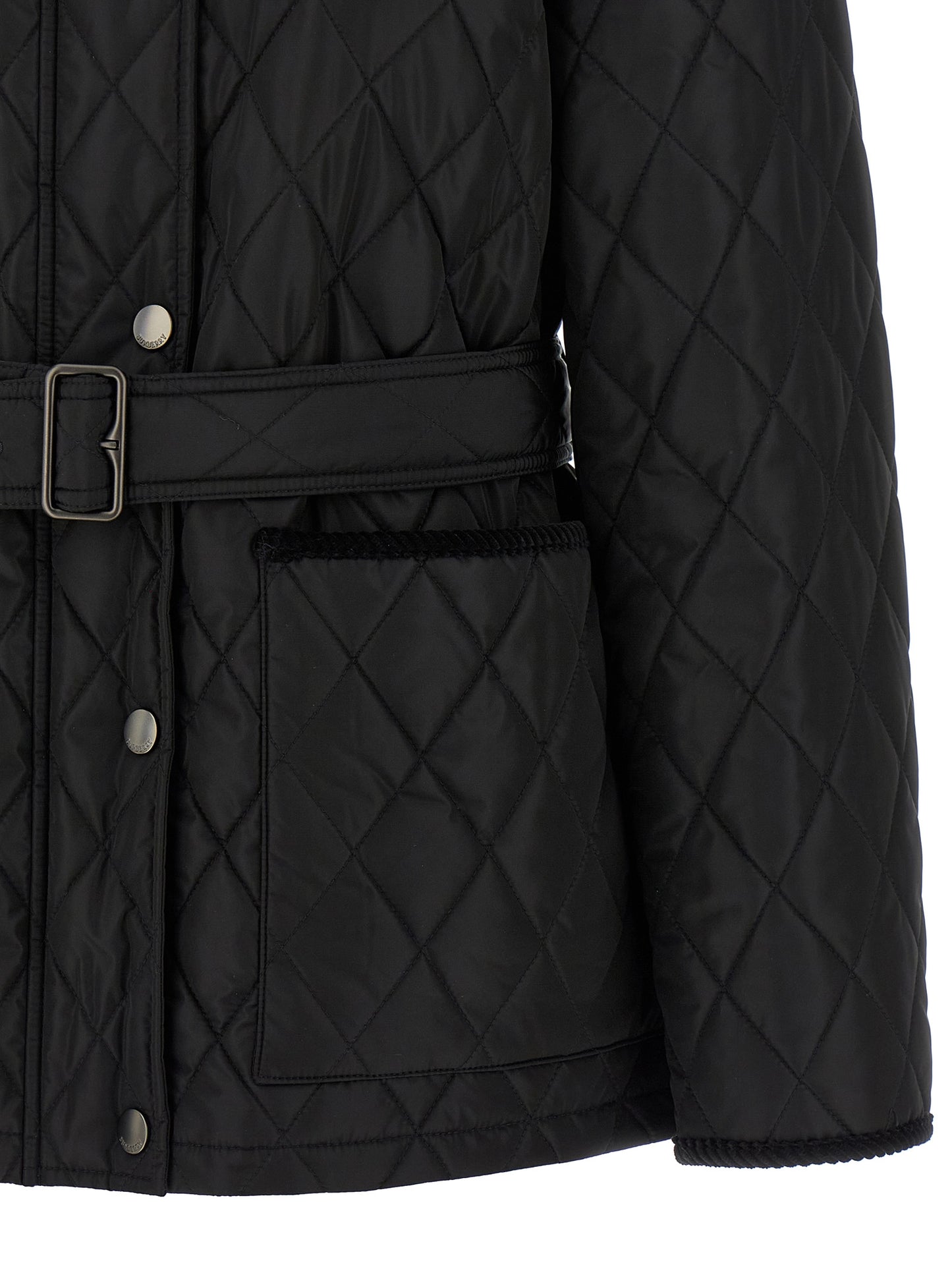 Veste longue en polyamide noir Burberry