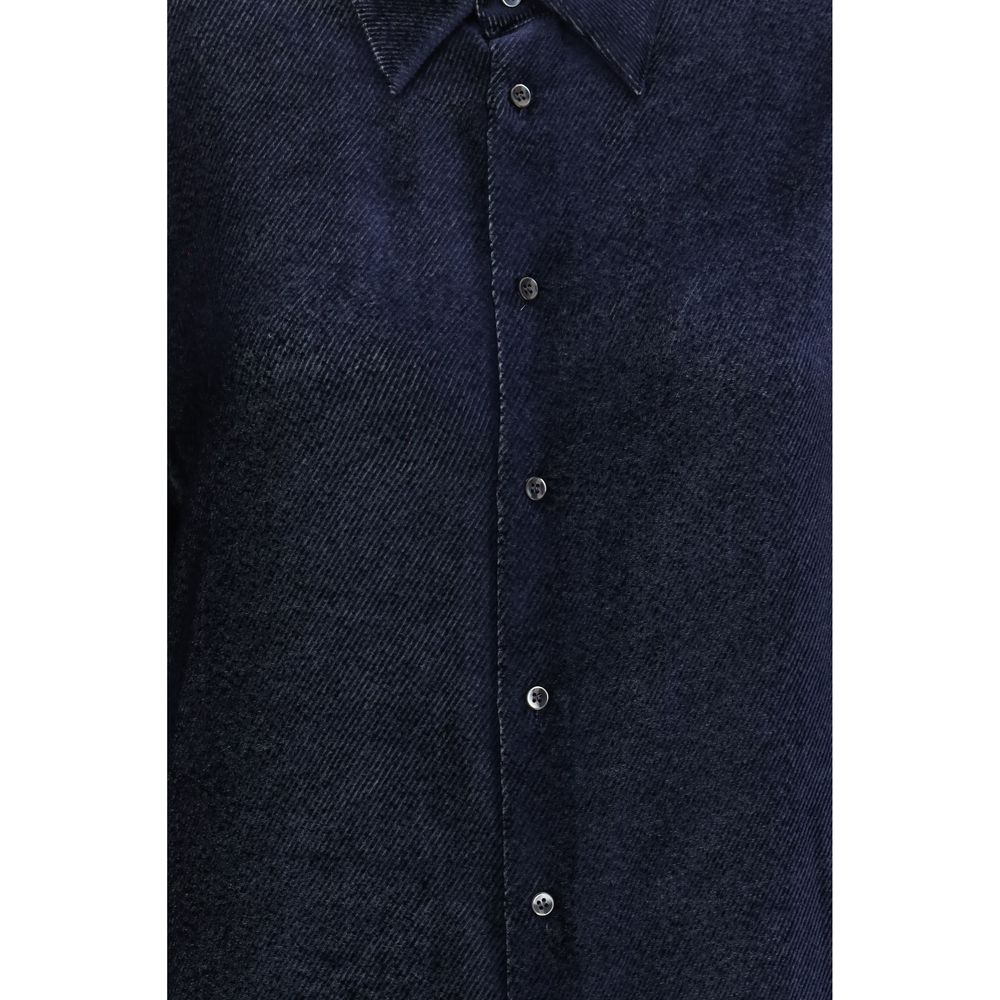 Camisa De Vestir En Seda Azul De Aspecto Refinado Giorgio Armani