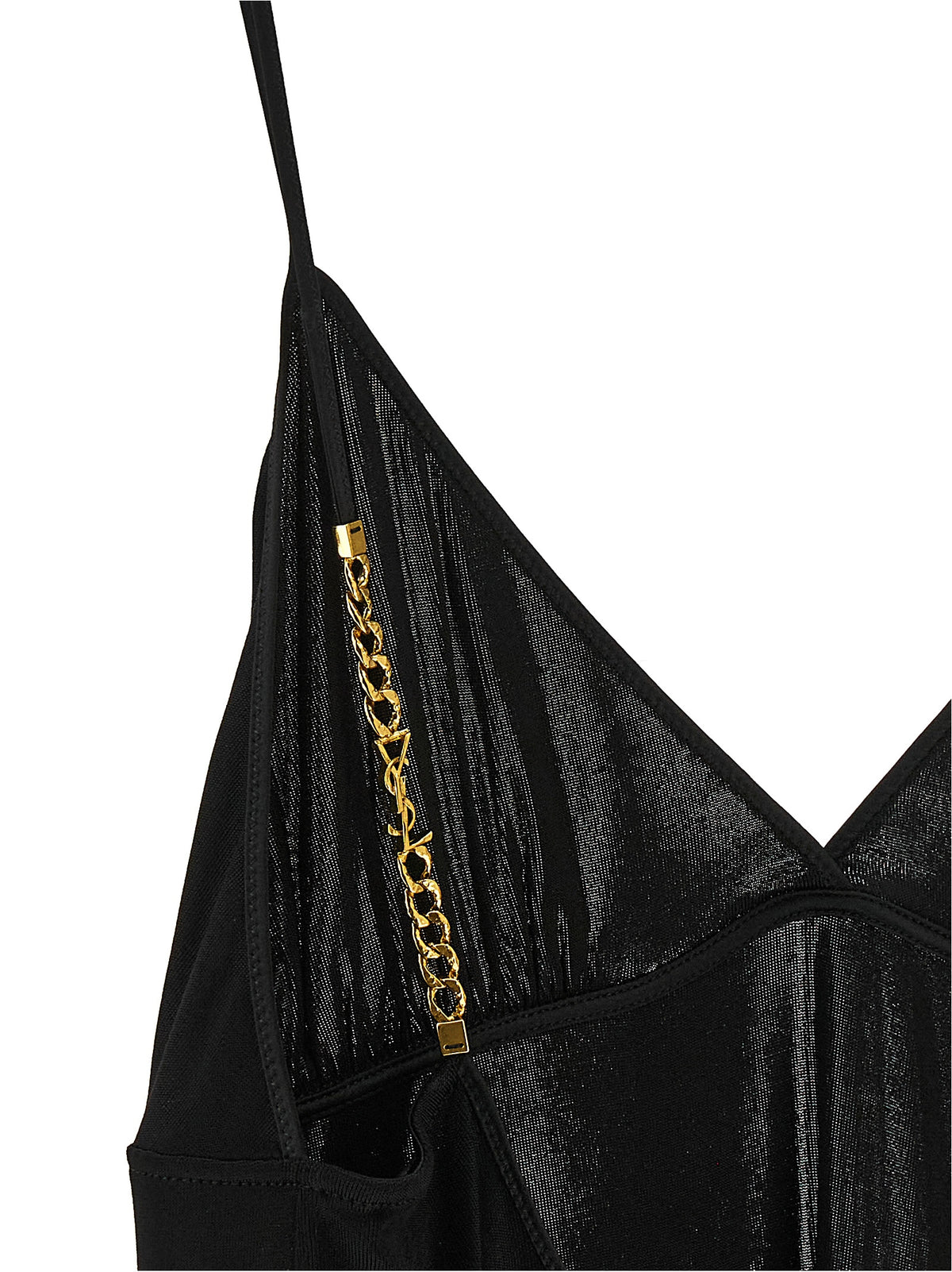 Camiseta De Tirantes En Viscosa Negra De Saint Laurent