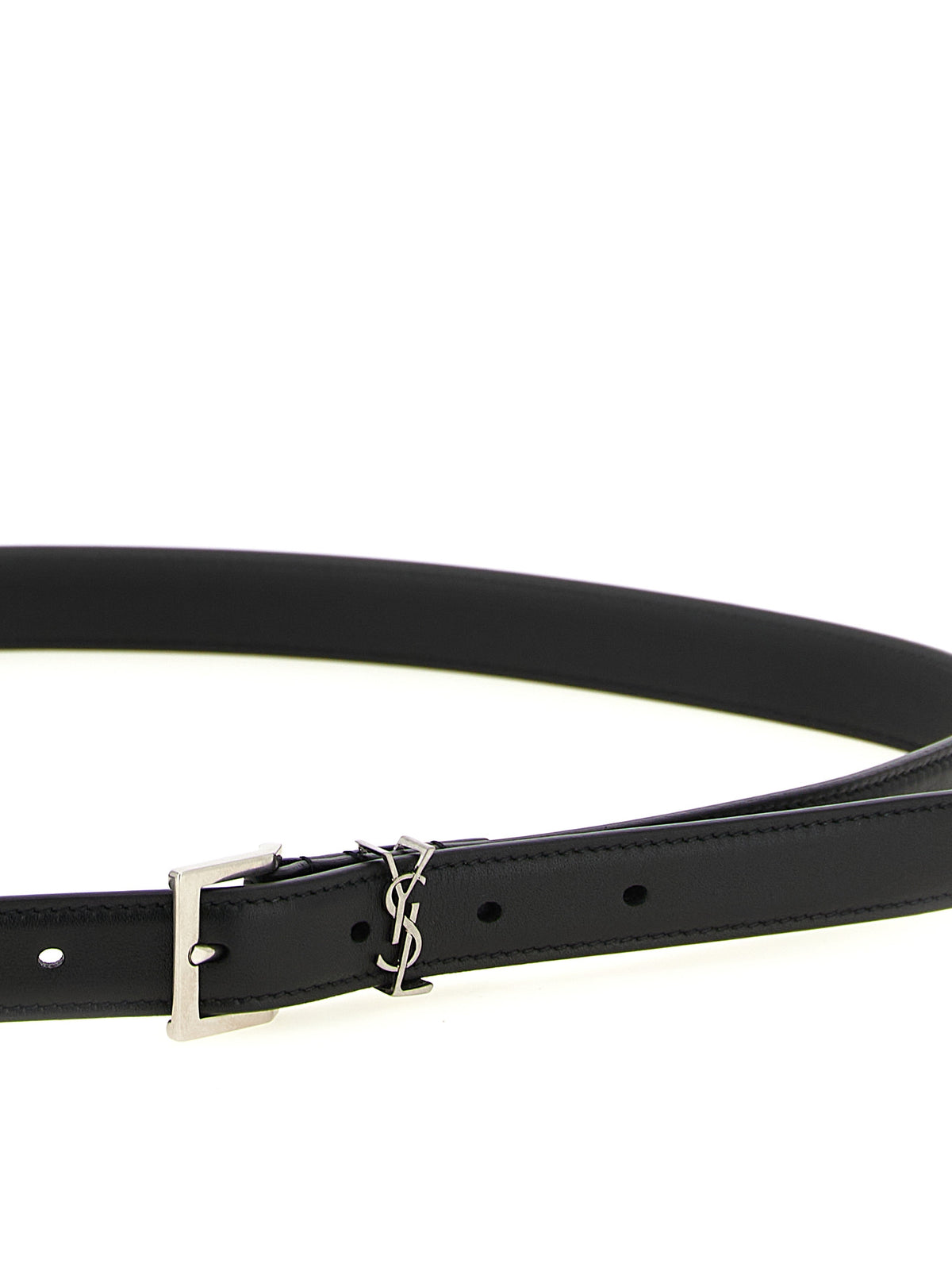 Cinturón Regular De Piel De Becerro Negro Saint Laurent