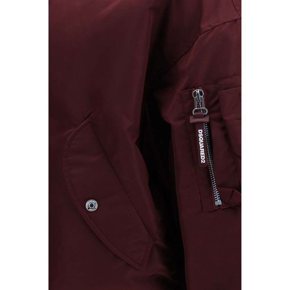 Blouson bomber Dsquared² en satin nylon bordeaux urbain