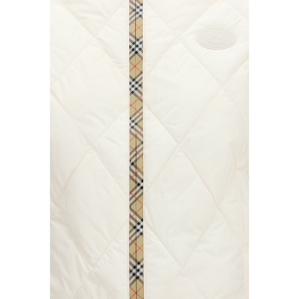 Burberry White Sleeveless Jacket - Versatile Polyester
