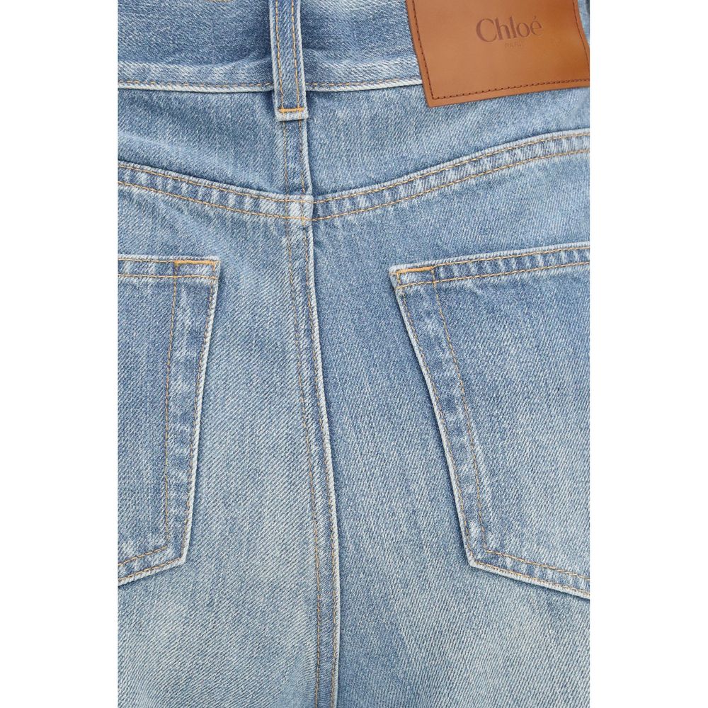 Pantalones Vaqueros De Algodón Azul Con Corte Flared Chloé