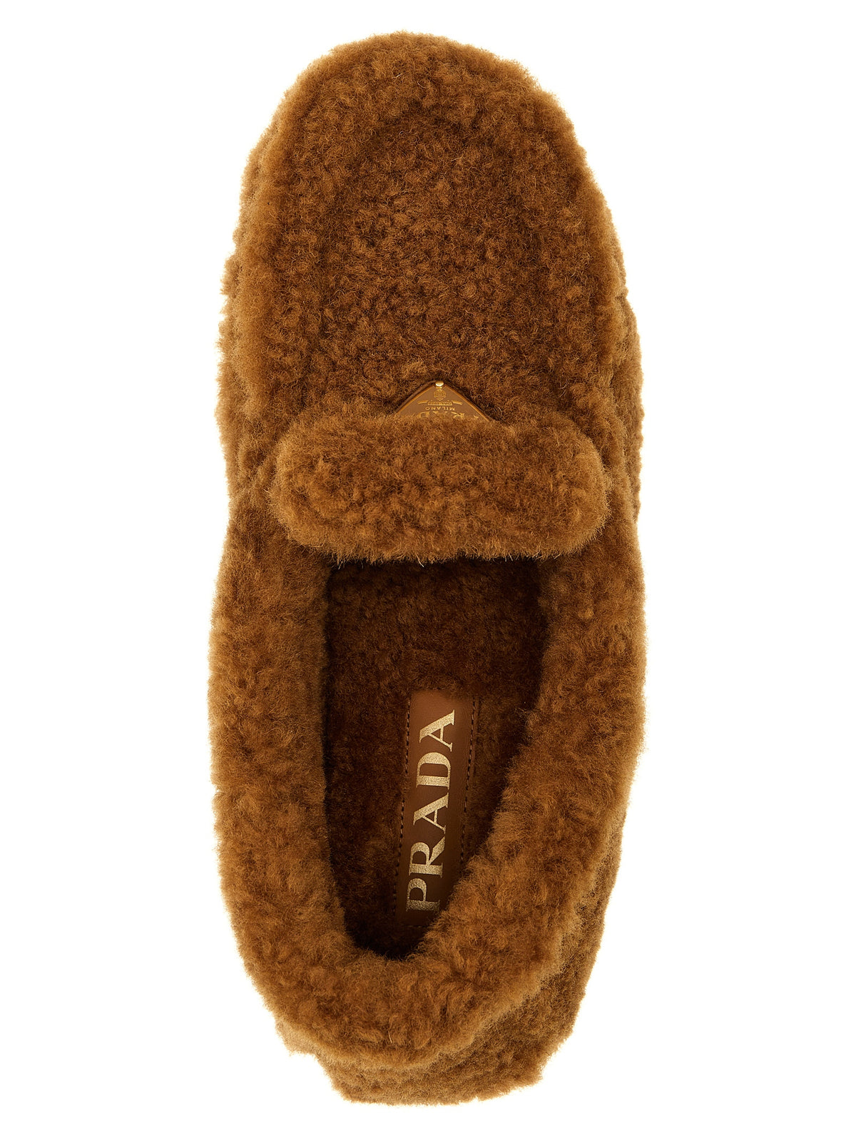 Prada Mocassins à Enfiler en Cuir d'Agneau Marron