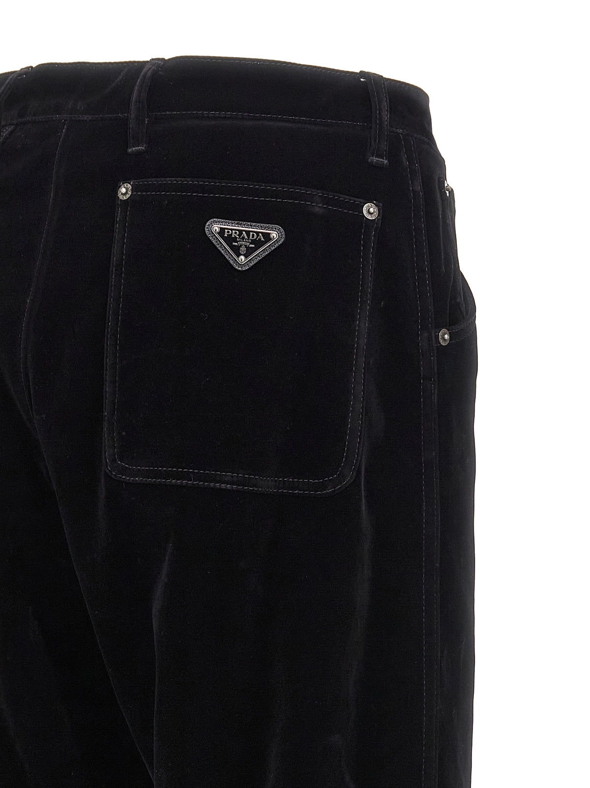 Pantalon décontracté Prada en coton noir, design polyvalent