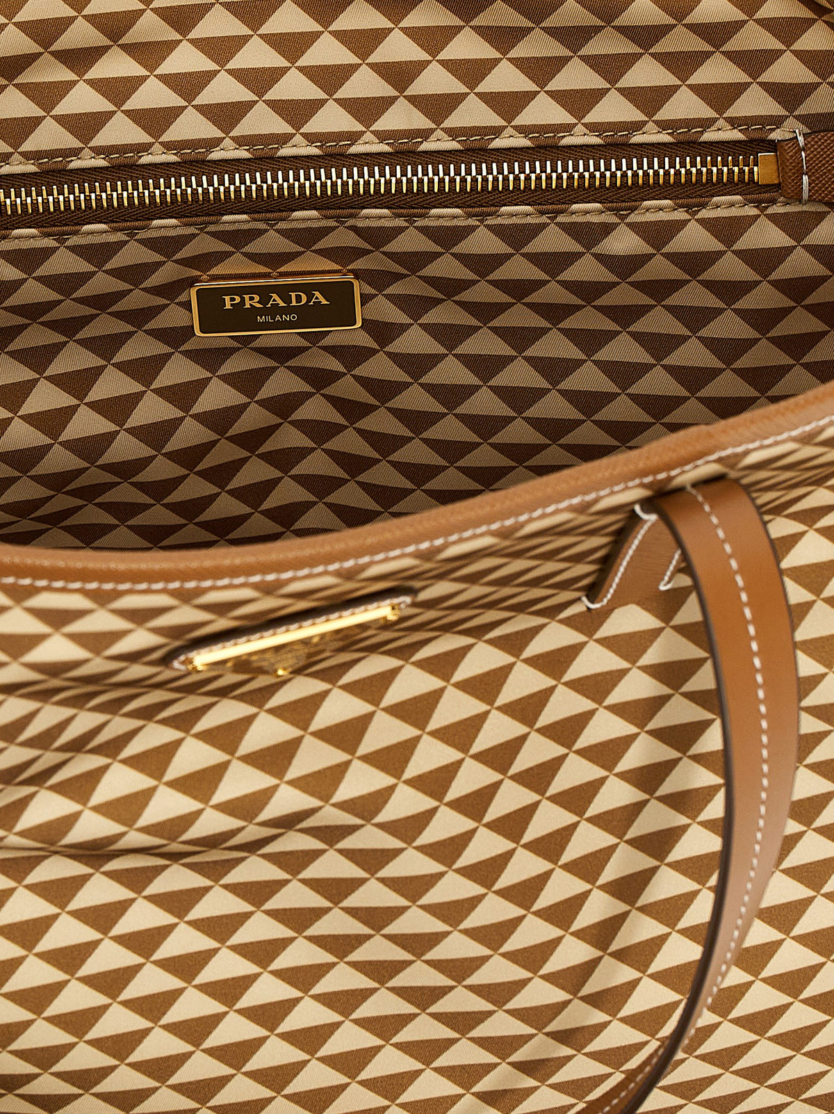 Bolsa Shopping De Poliamida Con Detalle Multicolor De Prada