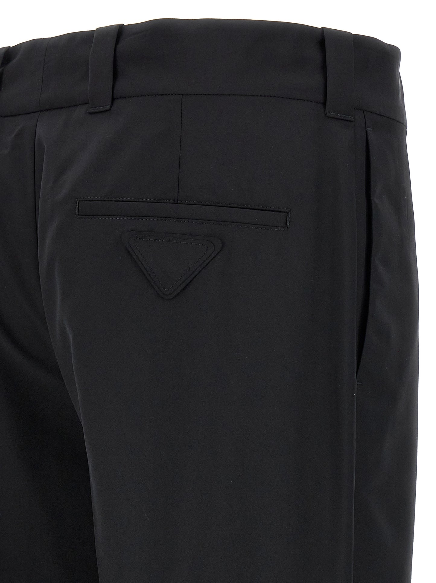 Pantalones Negros Casuales De Lana Virgen Prada