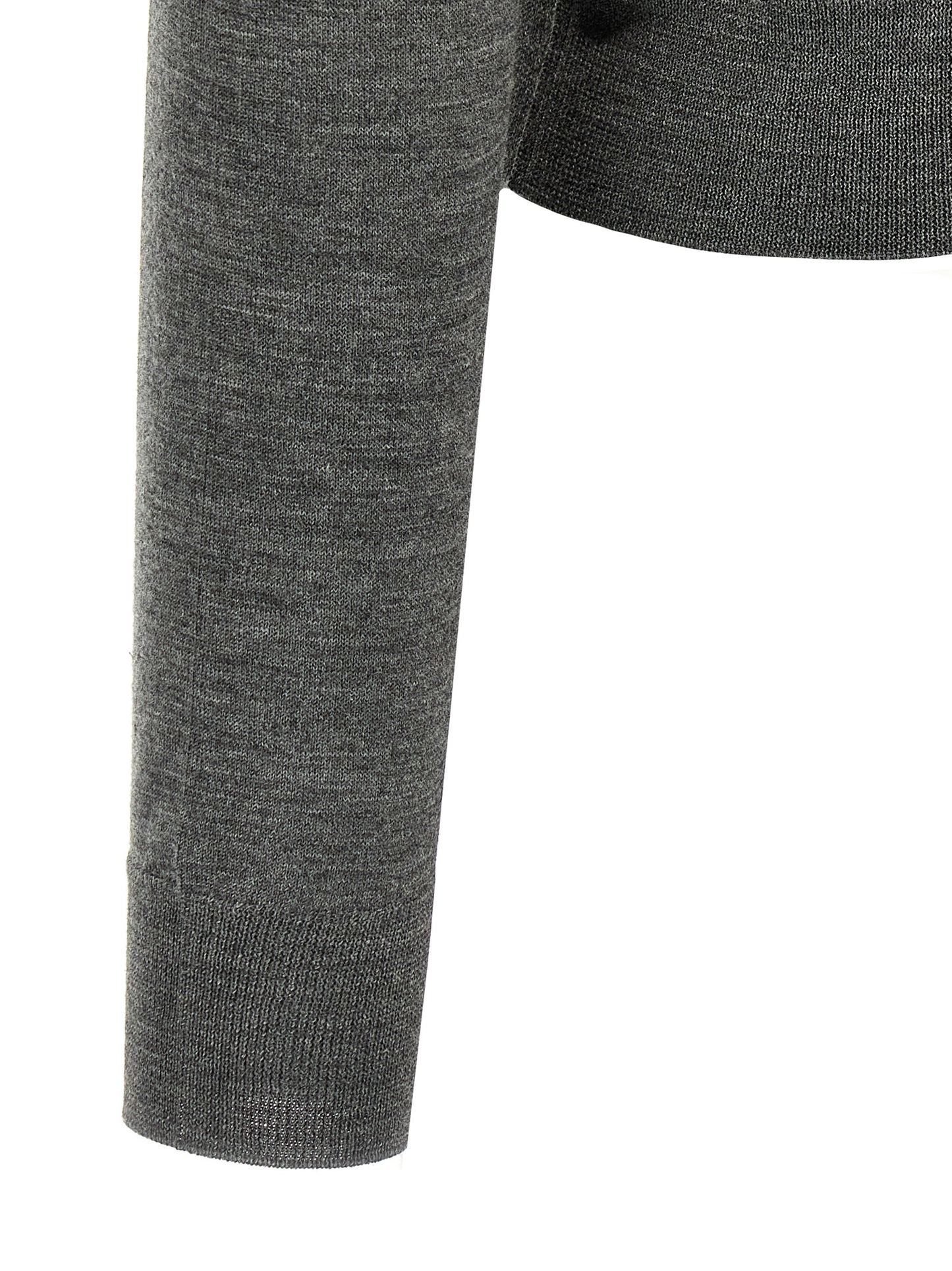 Prada Classic Style Virgin Wool Cardigan in Grey