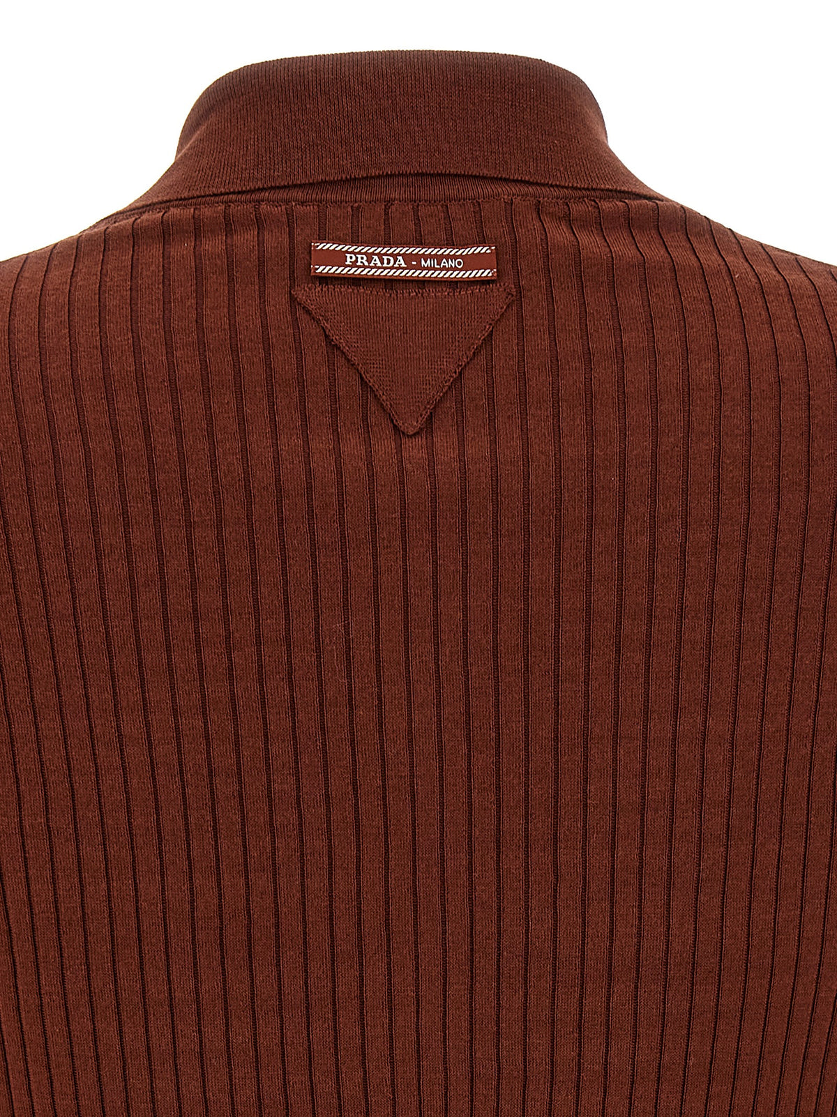 Camiseta Polo De Algodón De Prada Diseño Atemporal Marrón