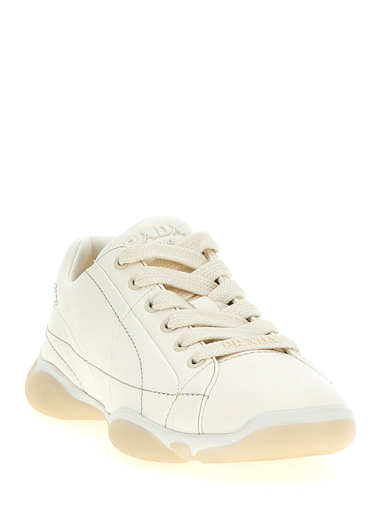 Prada Low-Top White Lambskin Sneakers - Optimal Comfort