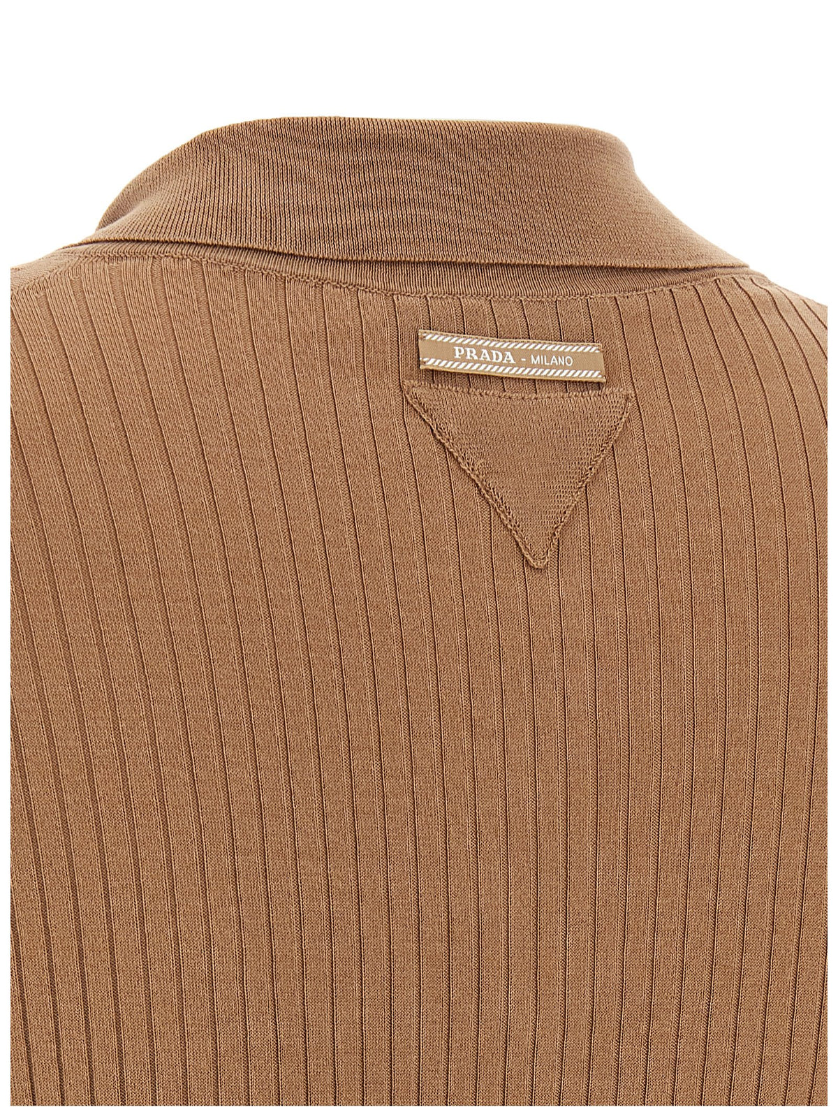 Prada Camisa Polo De Algodón Beige - Confeccionada En Italia
