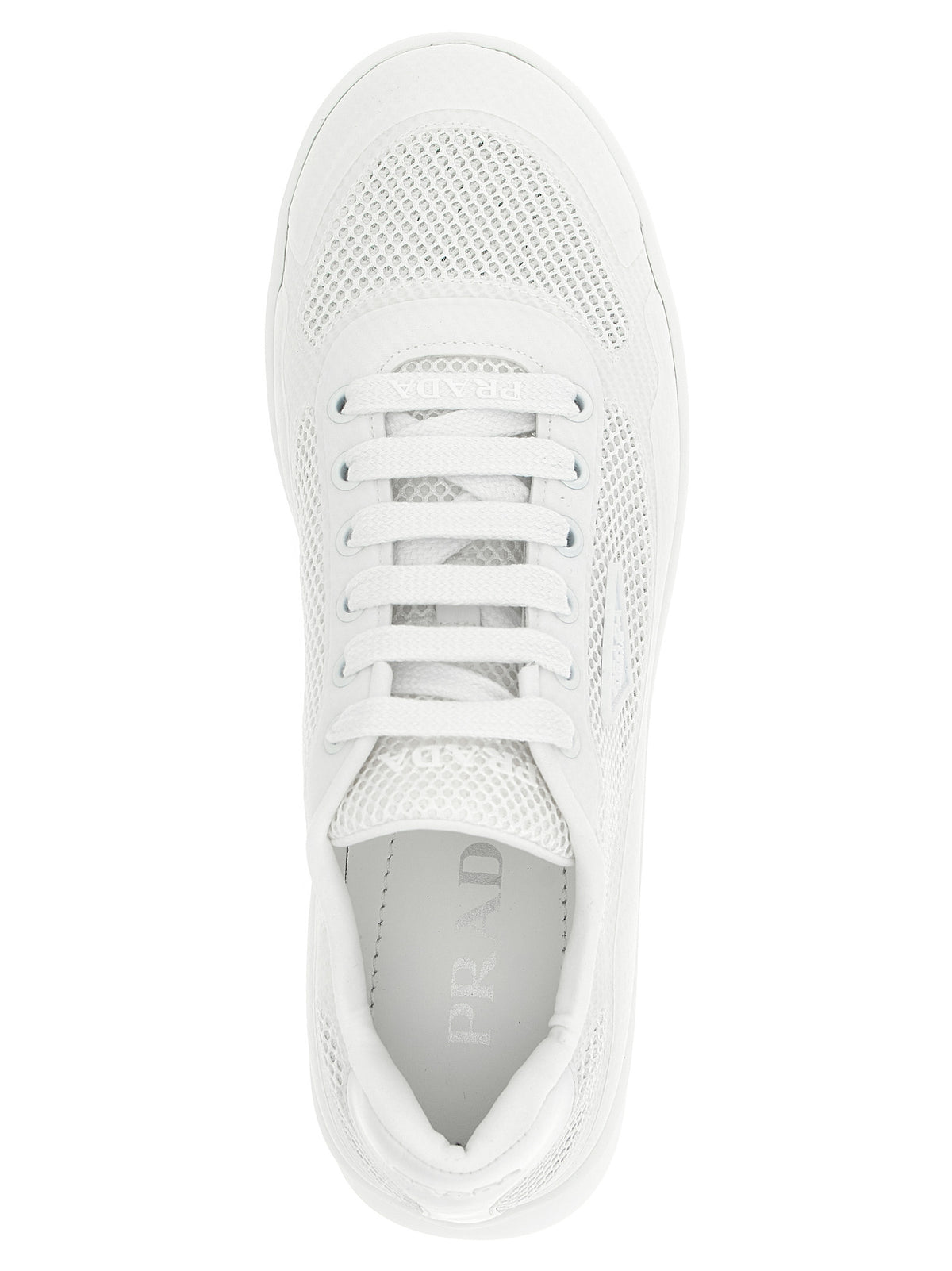 Prada Zapatillas Deportivas De Poliéster De Color Blanco