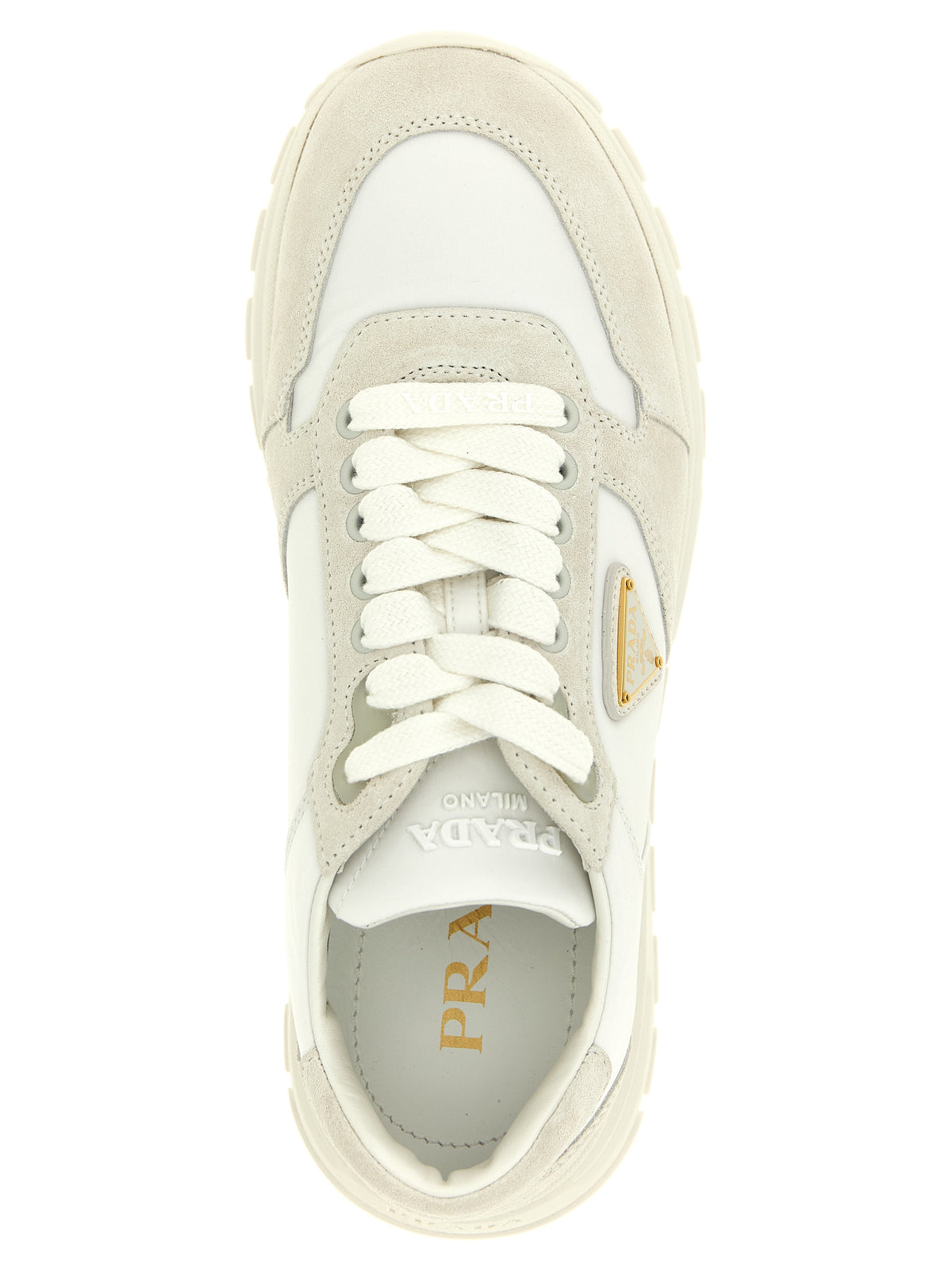 Zapatillas Prada Blancas De Poliamida - Diseño Caña Baja Moderno