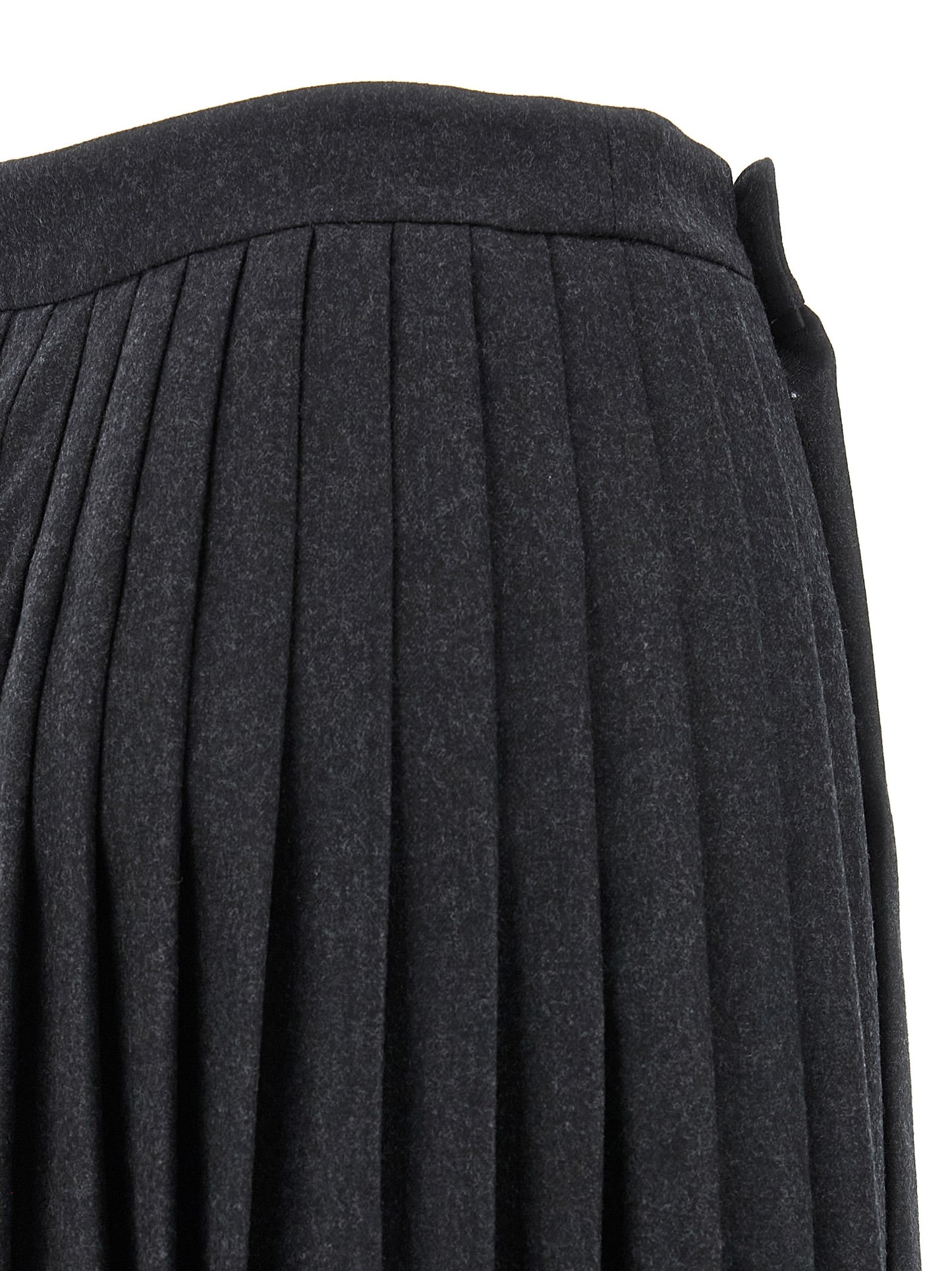 Prada - Grey Virgin Wool Midi Skirt - Fixed Belt
