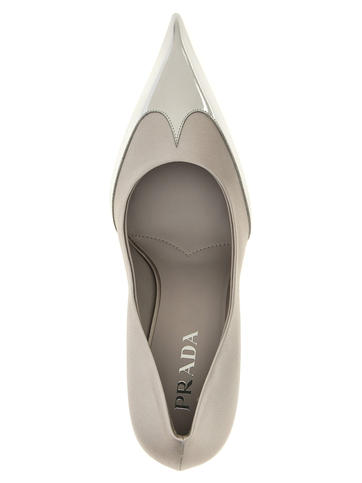 Prada Escarpins en viscose argentée – Talon fin réduit