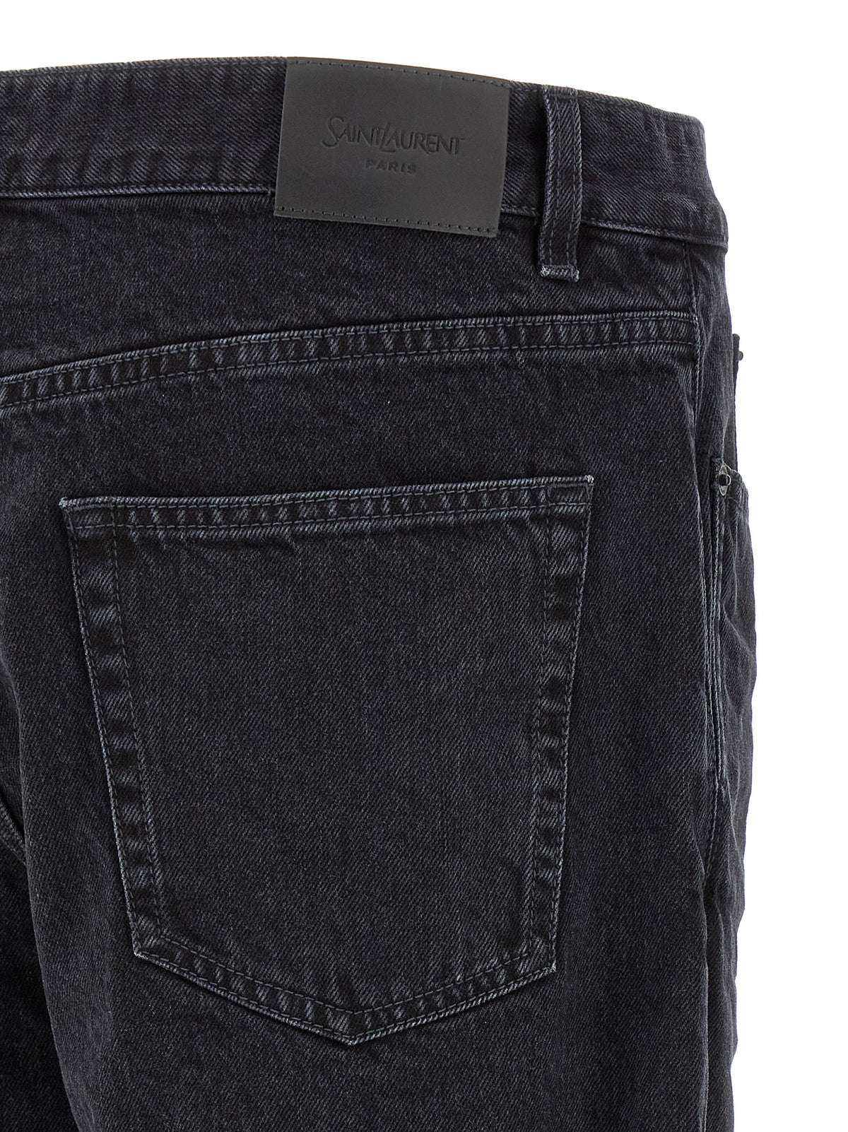 Jean Saint Laurent en coton noir à coupe décontractée